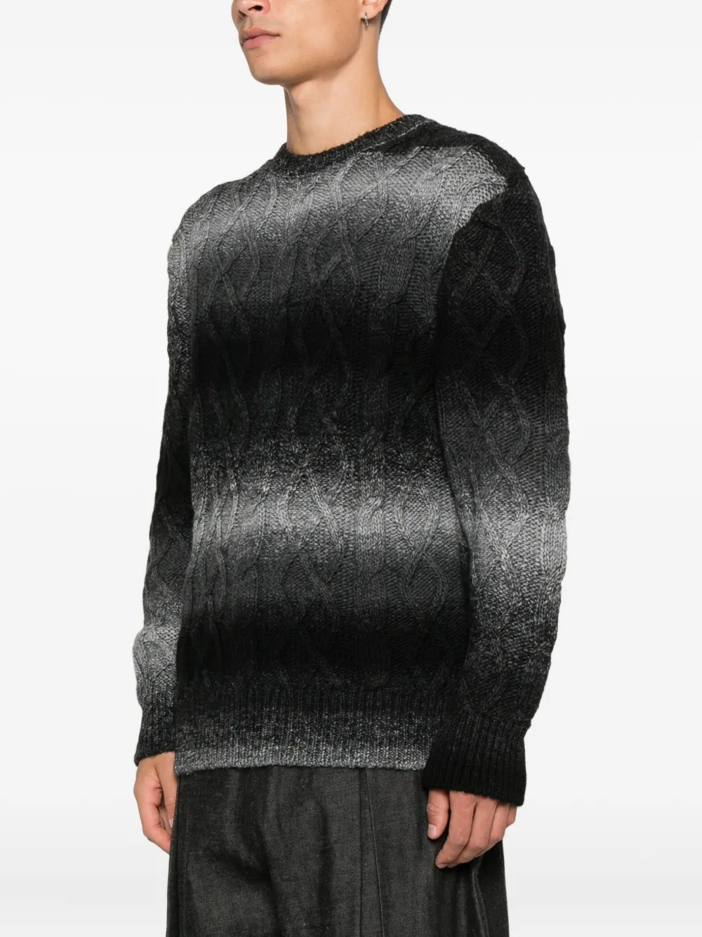 Seven Gauge Cable-knit Ombre Sweater In Multi