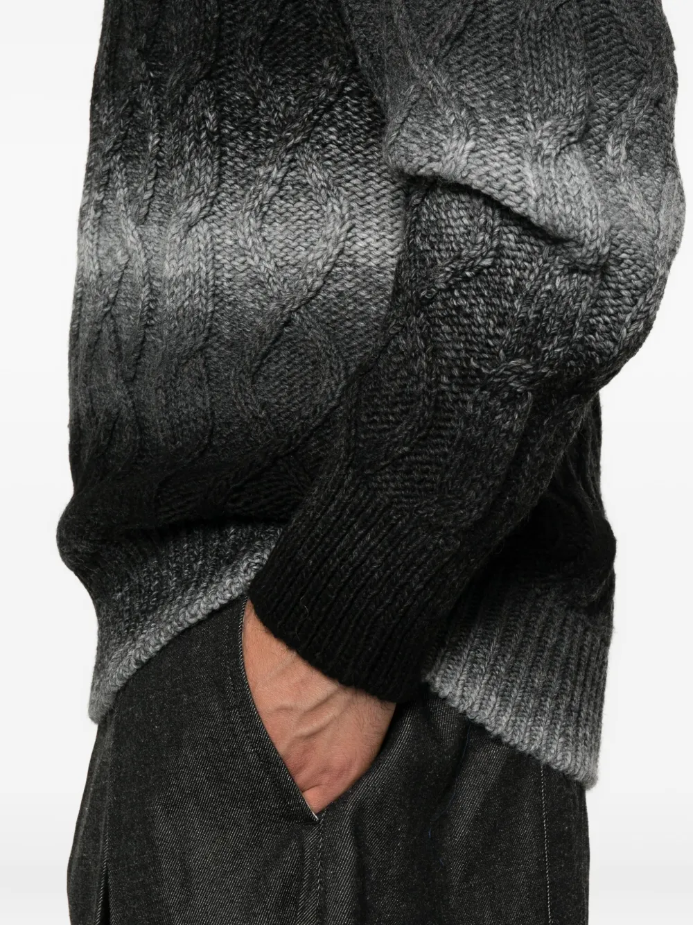 Seven Gauge Cable-knit Ombre Sweater In Multi