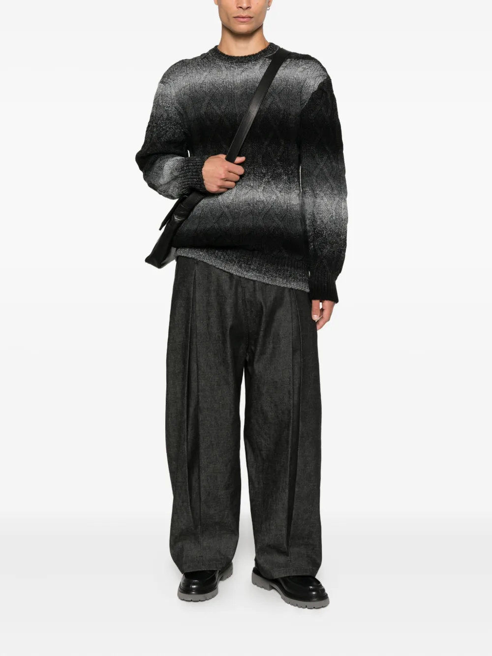 Seven Gauge Cable-knit Ombre Sweater In Multi