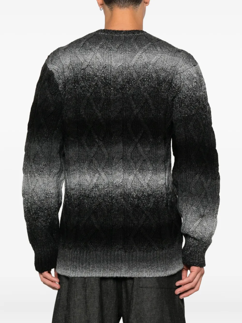 Seven Gauge Cable-knit Ombre Sweater In Multi
