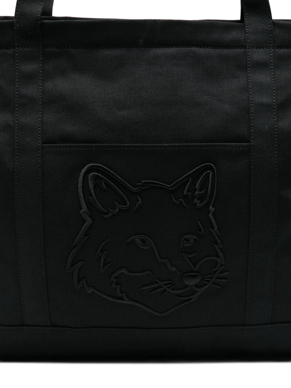 Maison Kitsuné XL shopper met vossenkop Zwart