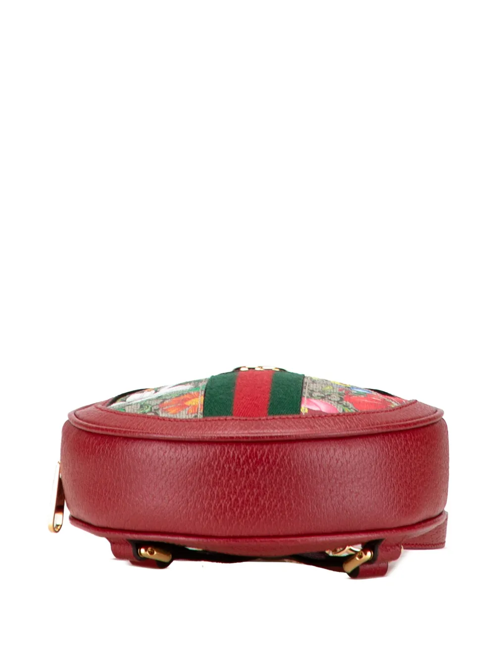 Pre-owned Gucci 2016-2025 Mini Gg Supreme Flora Round Ophidia Backpack In Red