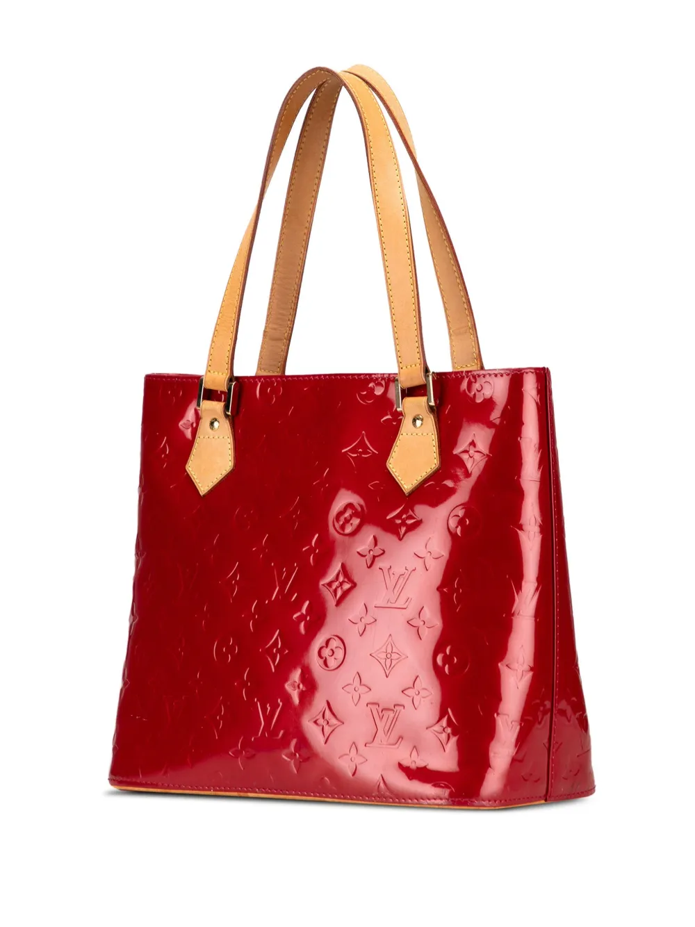 Pre-owned Louis Vuitton 2007 Monogram Vernis Houston Tote Bag In Red