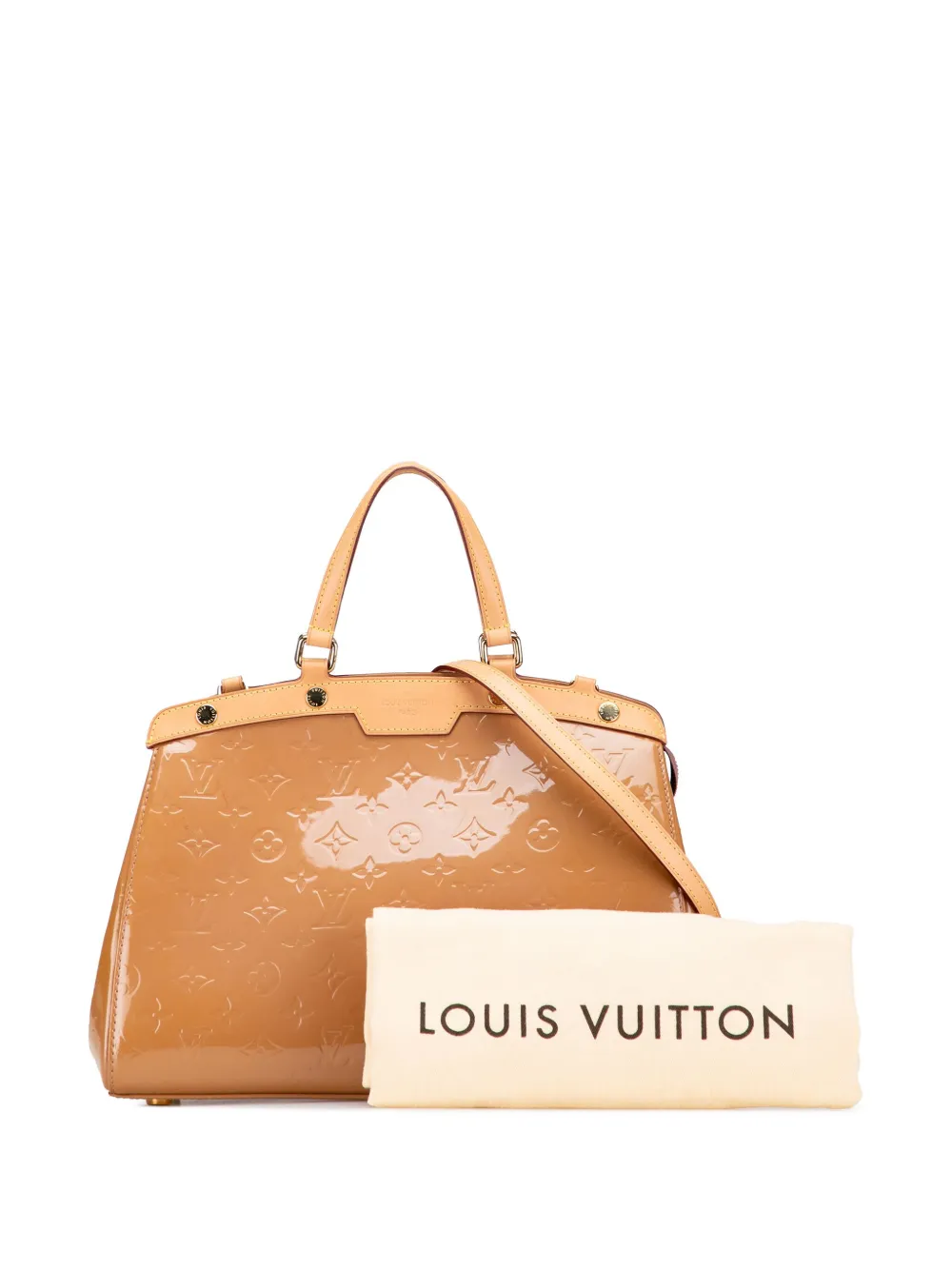 Pre-owned Louis Vuitton 2013 Monogram Vernis Brea Mm Satchel In Brown