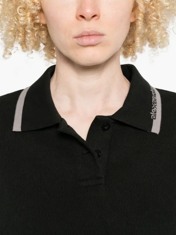 Alexander Wang Cropped Polo Top | Black | FARFETCH