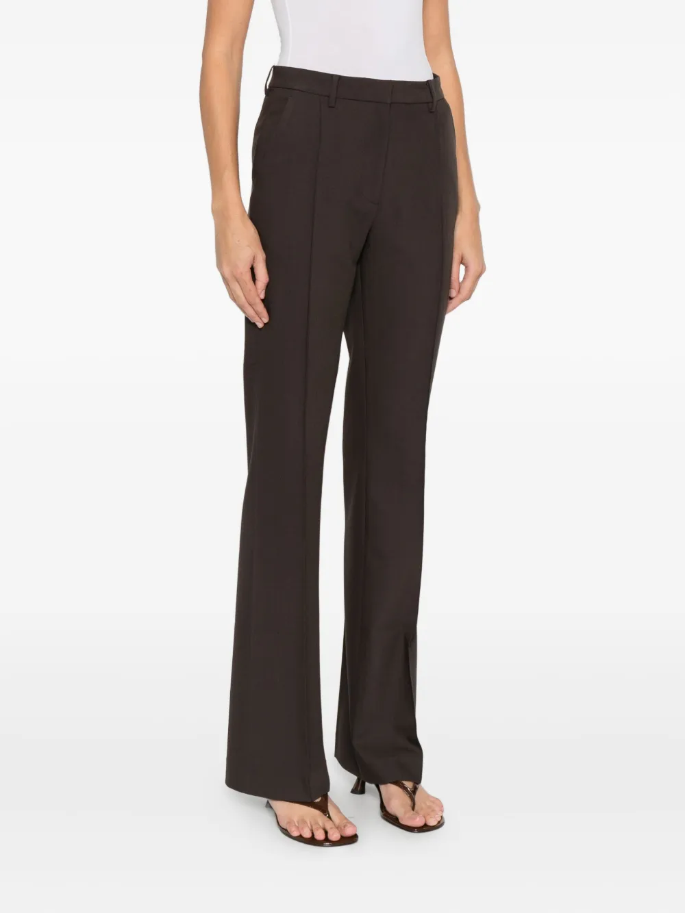 Aya Muse Seam-detail Trousers In Brown