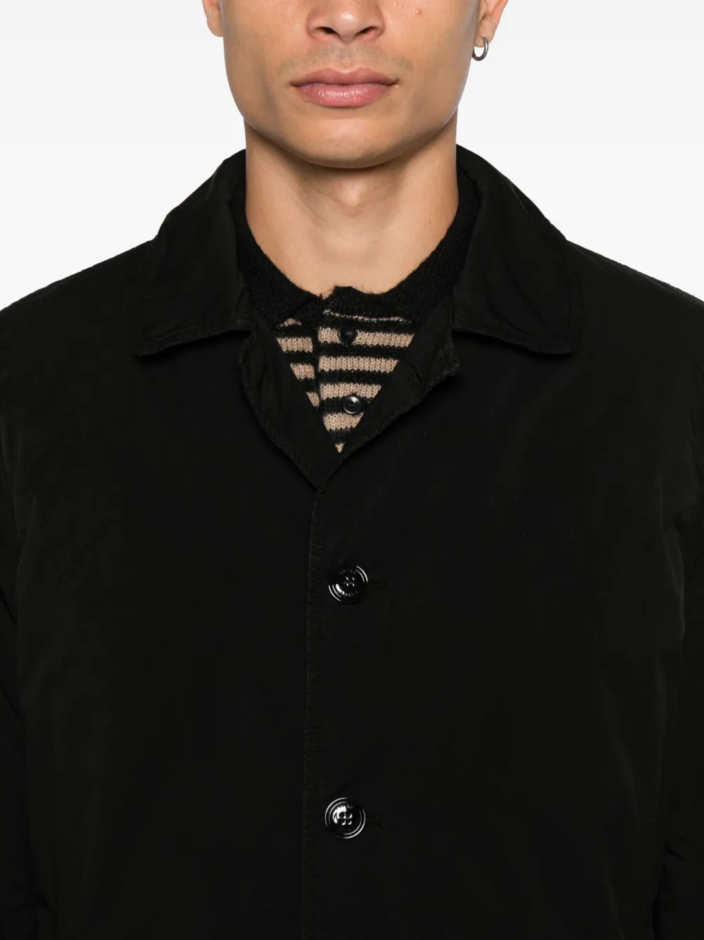 Aspesi Spread-collar Single-breasted Coat In Black