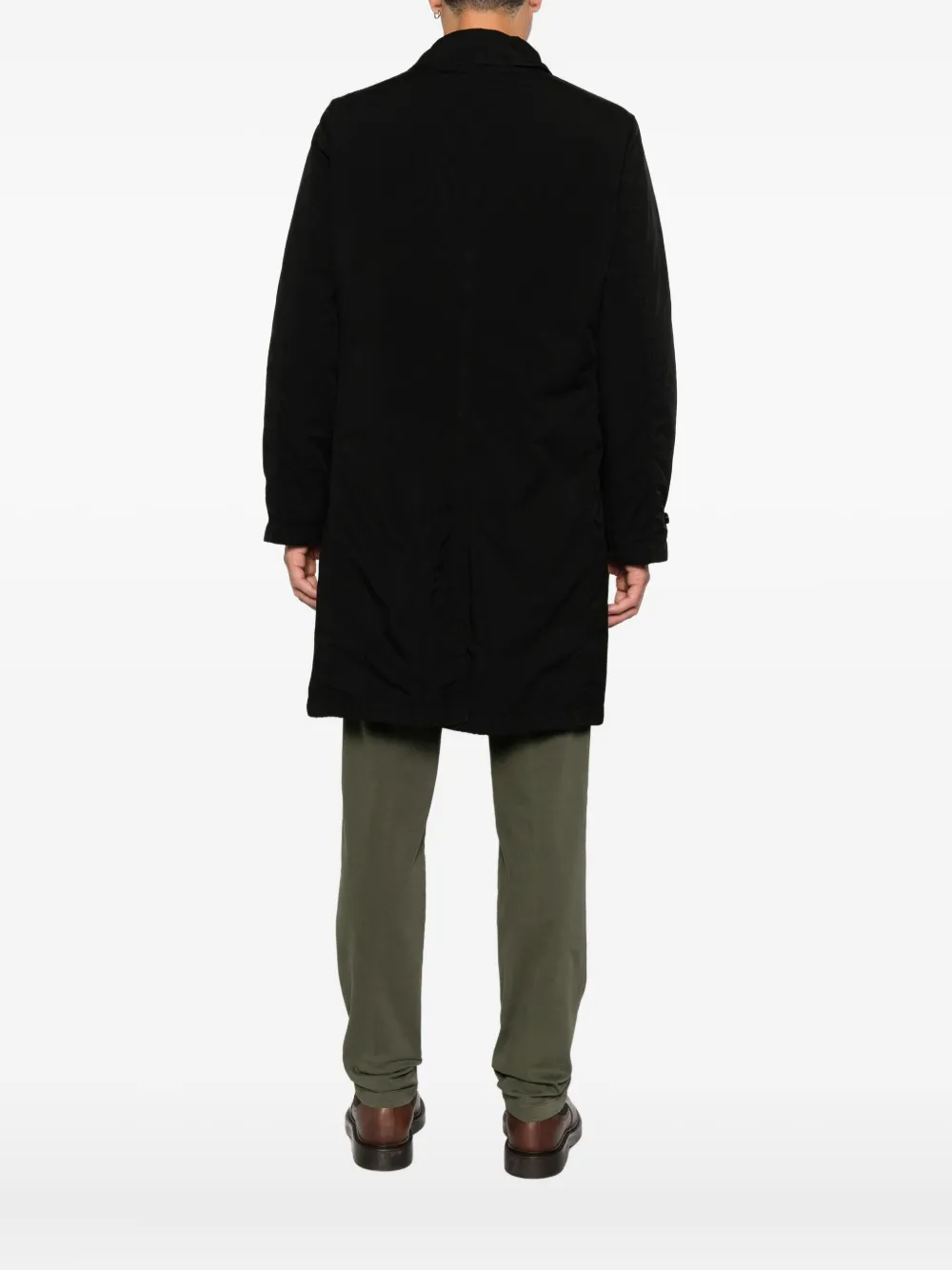 Aspesi Spread-collar Single-breasted Coat In Black