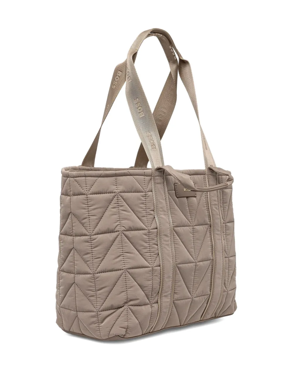 BOSS quilted logo-patch tote bag - Beige