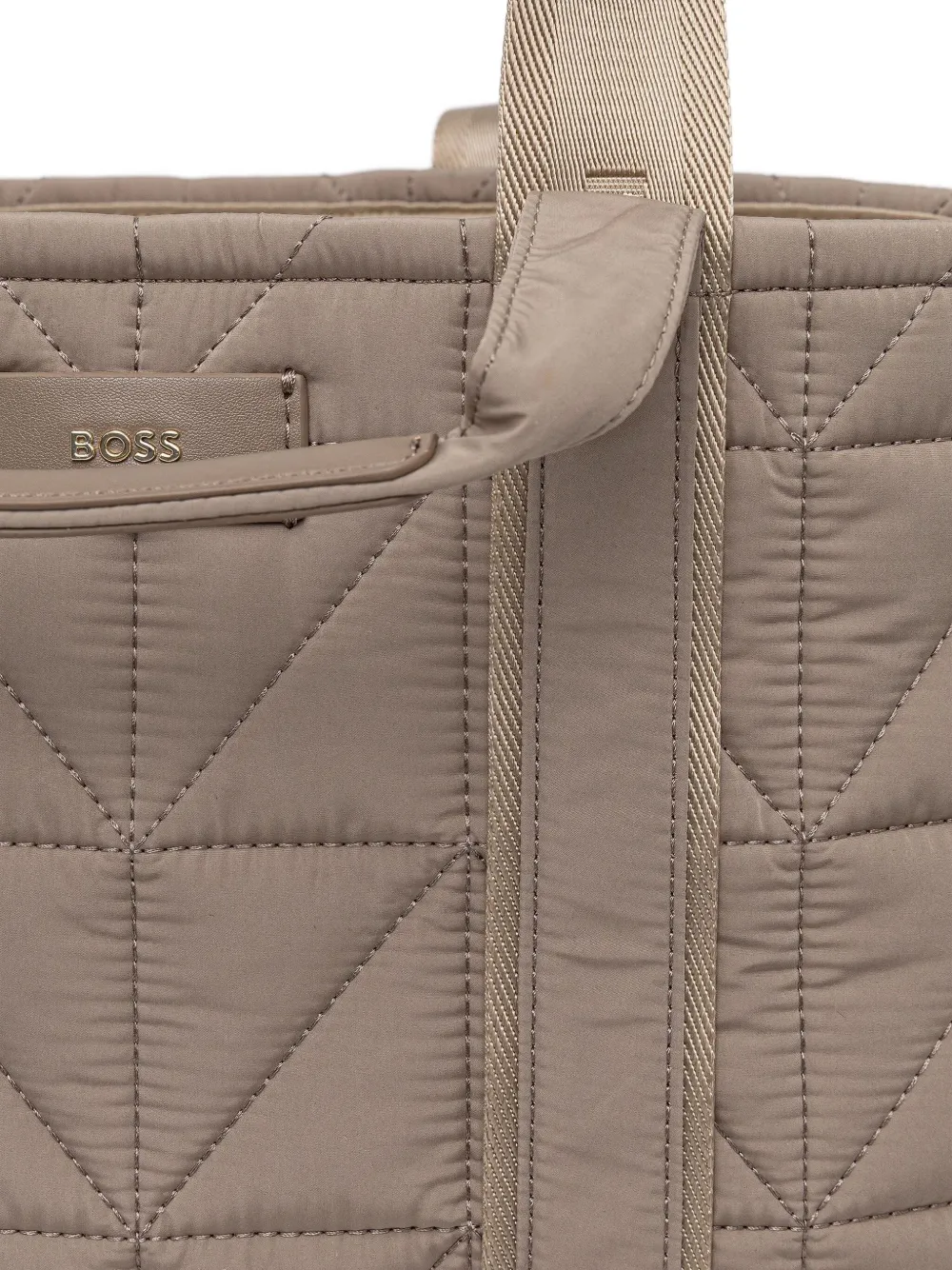BOSS Gewatteerde shopper met logopatch Beige