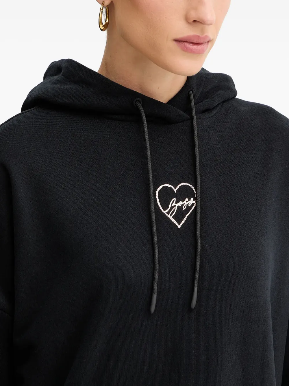 Hugo Boss Heart-graphic Hooded In Black