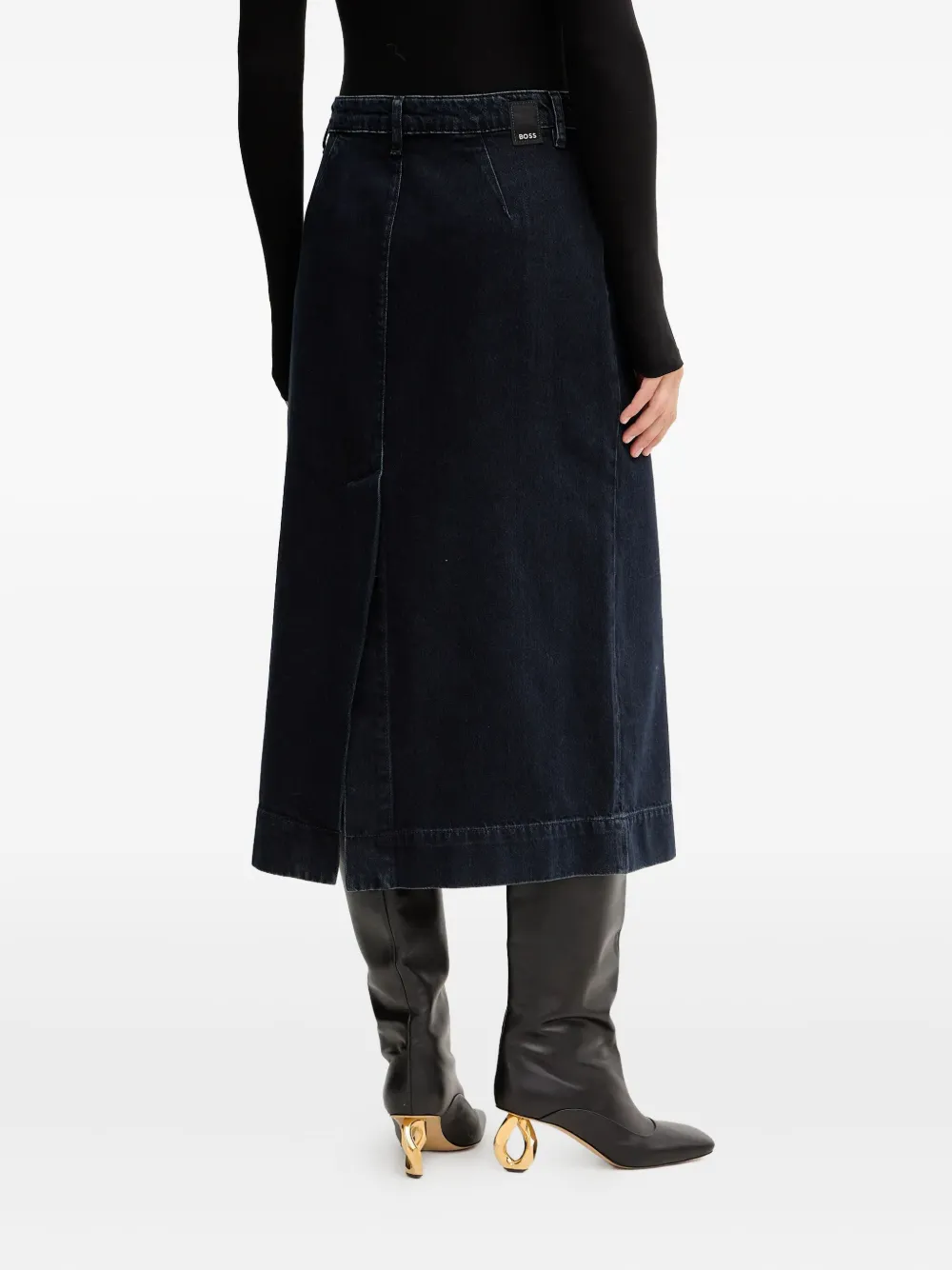 Hugo Boss Front-slit Midi Skirt In Blue