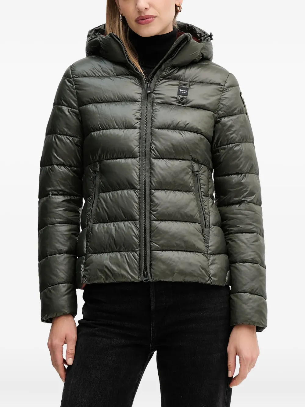 Blauer Hooded-neckline Padded Jacket In Green