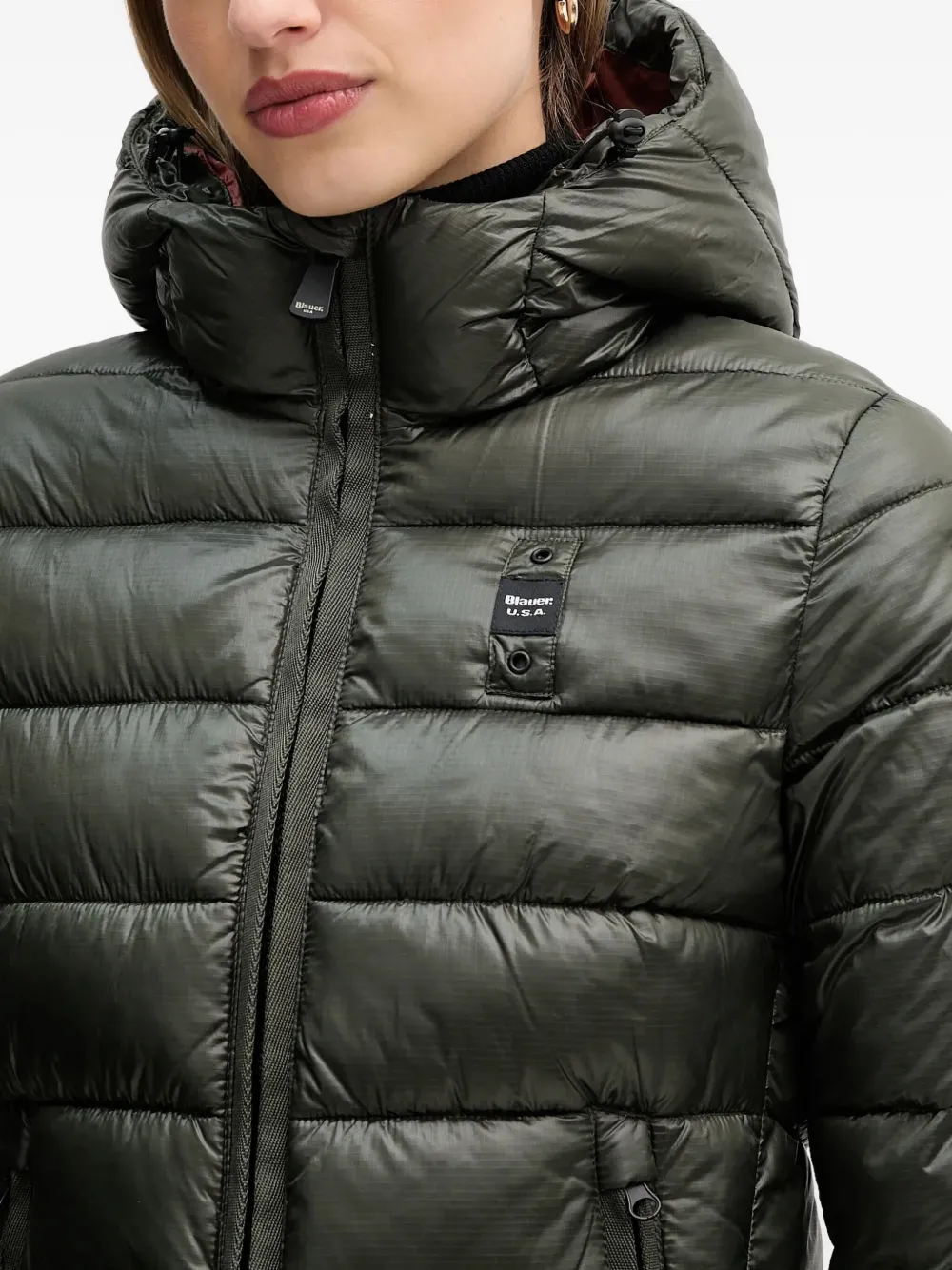 Blauer Hooded-neckline Padded Jacket In Green