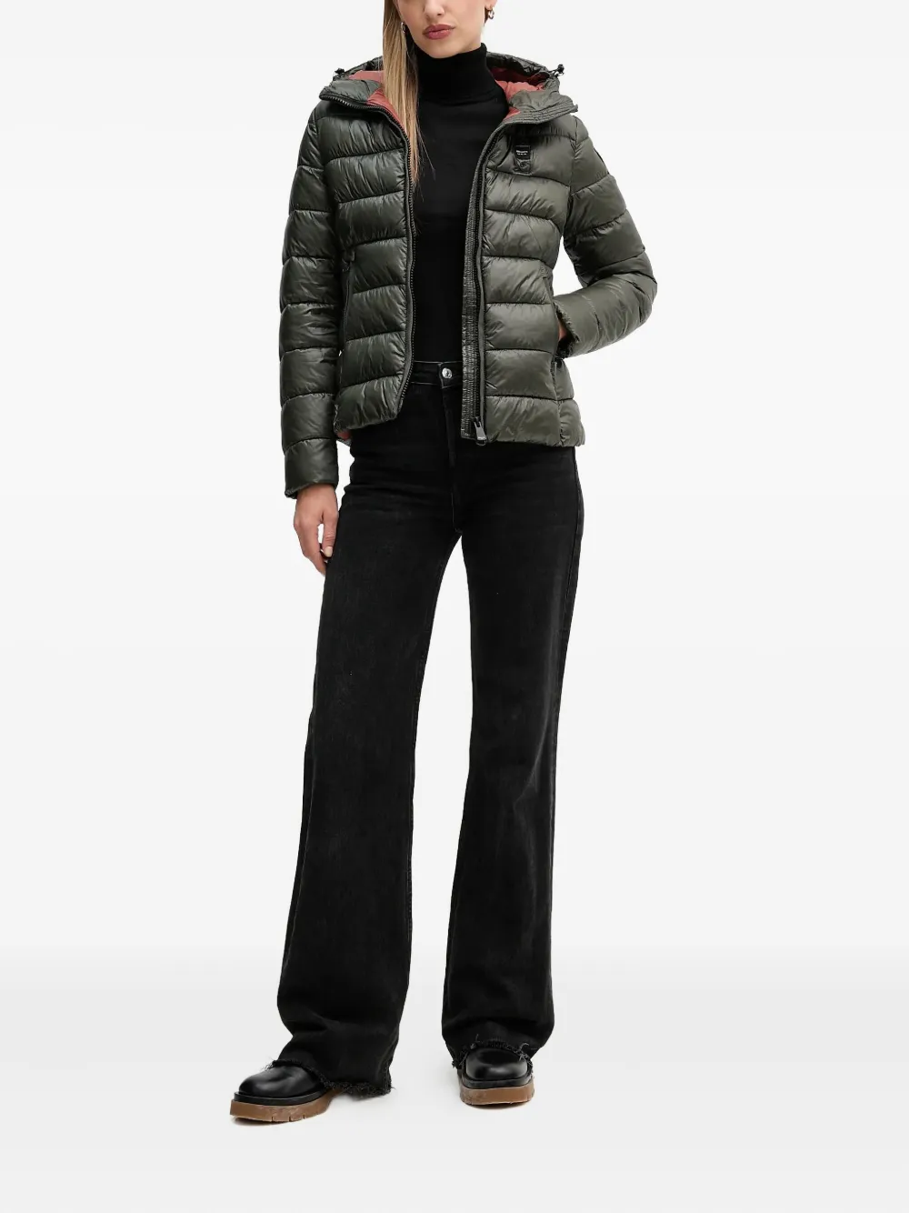 Blauer Hooded-neckline Padded Jacket In Green