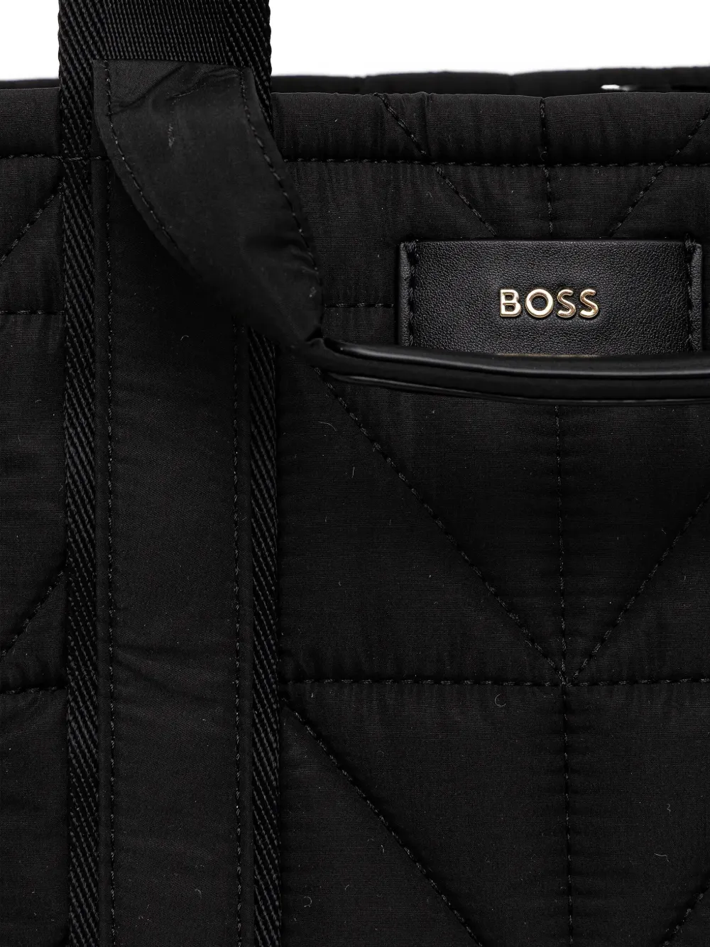 BOSS Gewatteerde shopper met logodetail Zwart