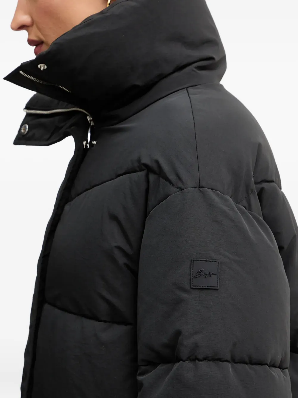 BOSS Gewatteerde jas met opstaande kraag Zwart