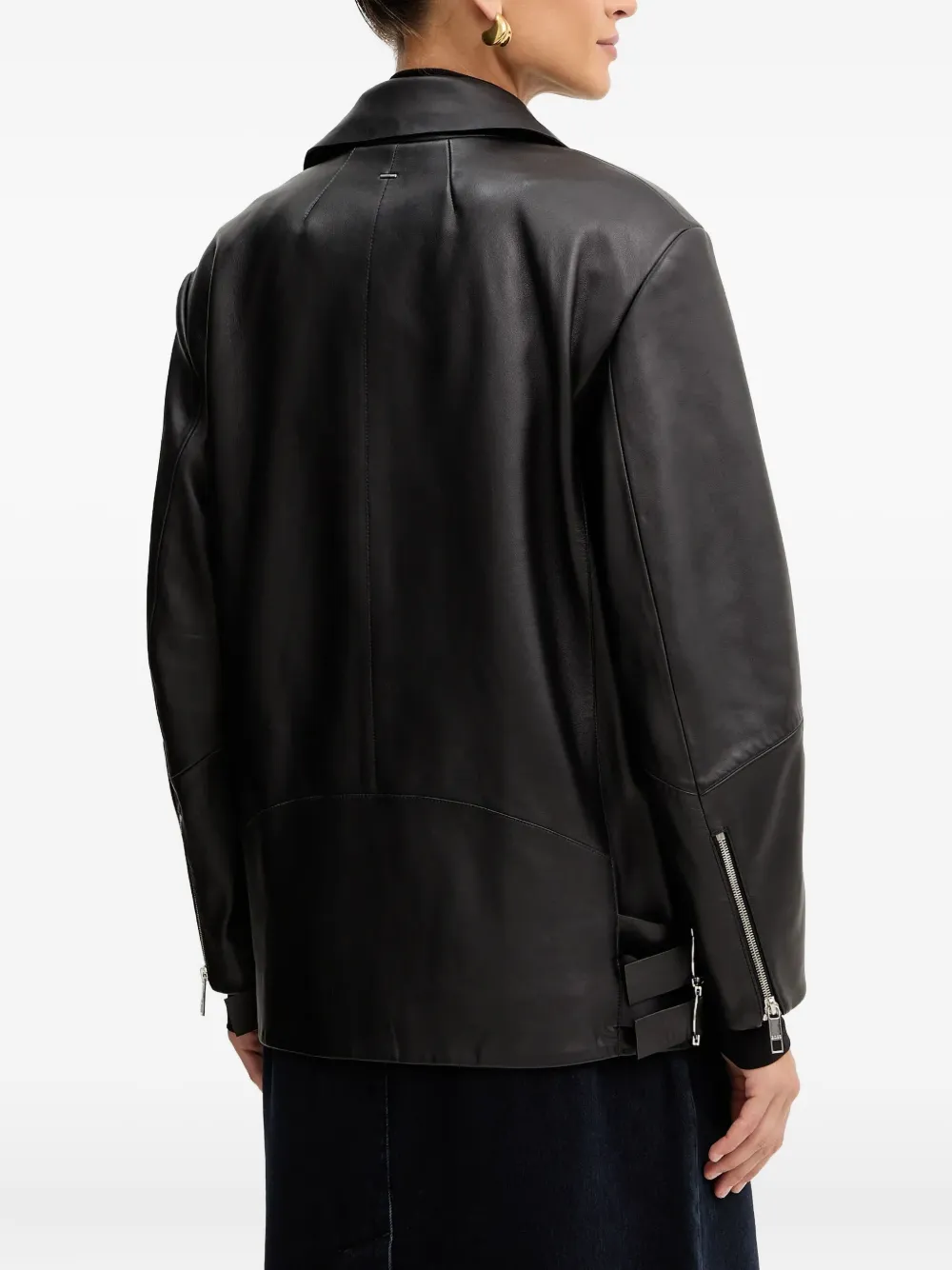 Hugo Boss Nappa-leather Biker Jacket In Black