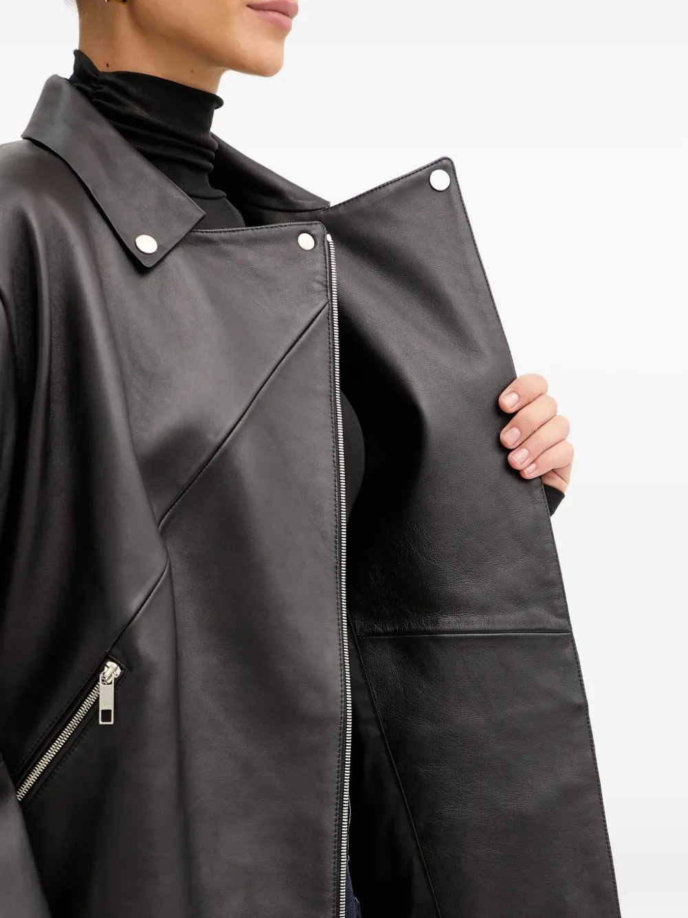 Hugo Boss Nappa-leather Biker Jacket In Black