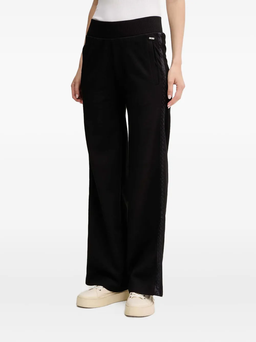 Hugo Boss Ribbed-waistband Track Pants In Black