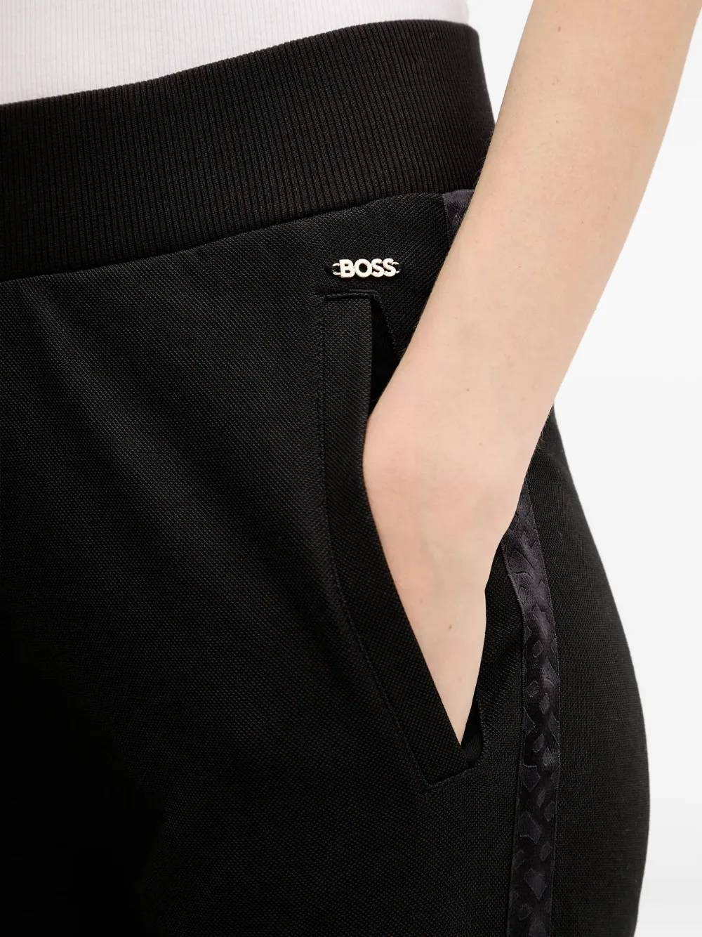 Hugo Boss Ribbed-waistband Track Pants In Black