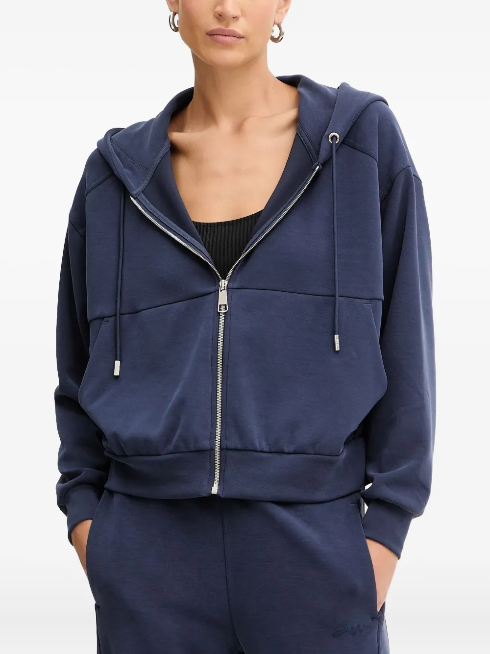 Hugo Boss Zip-up Hoodie In Blue