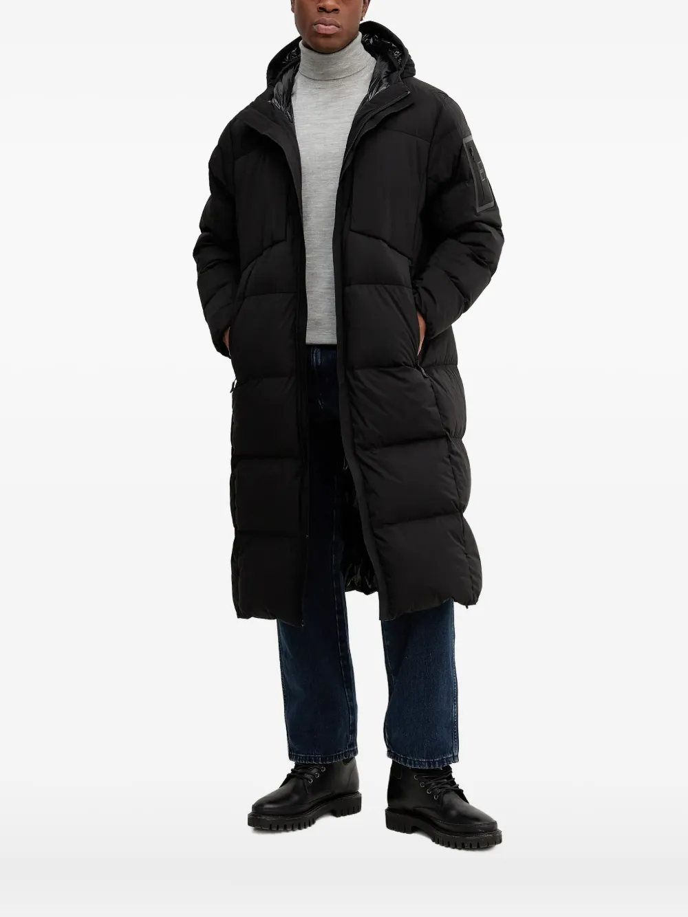 Hugo Boss Riplite Coat Hd Long-sleeve Coat In Black