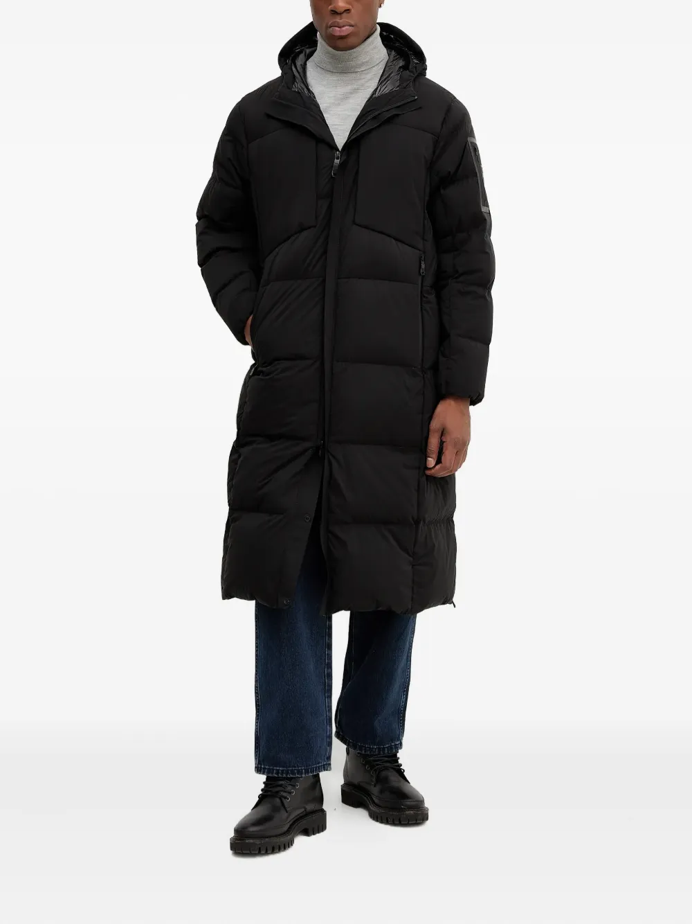 BOSS Riplite Coat HD long-sleeve coat - Zwart