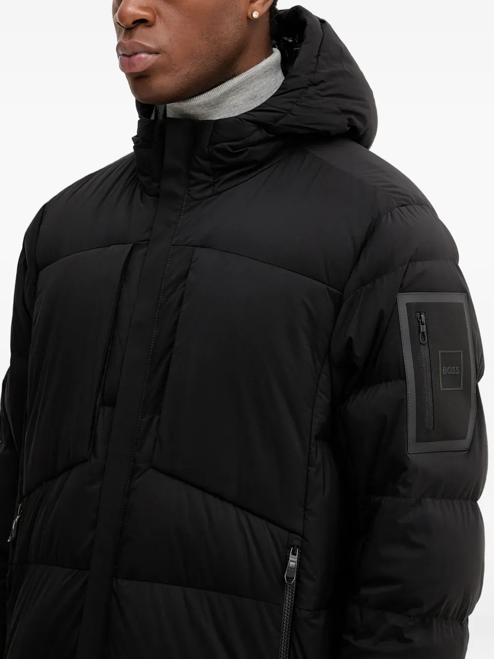 Hugo Boss Riplite Coat Hd Long-sleeve Coat In Black