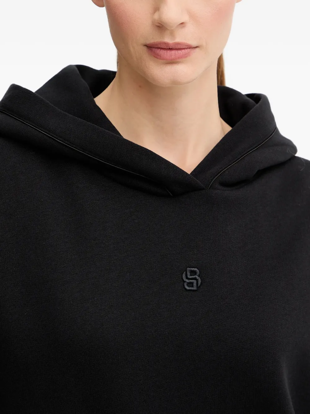 BOSS Hoodie met logodetail Zwart