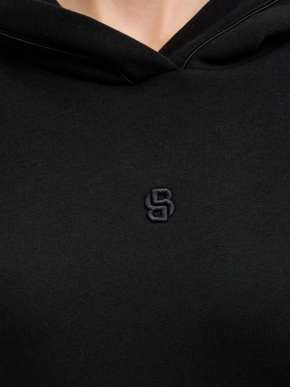 BOSS Hoodie met logodetail Zwart