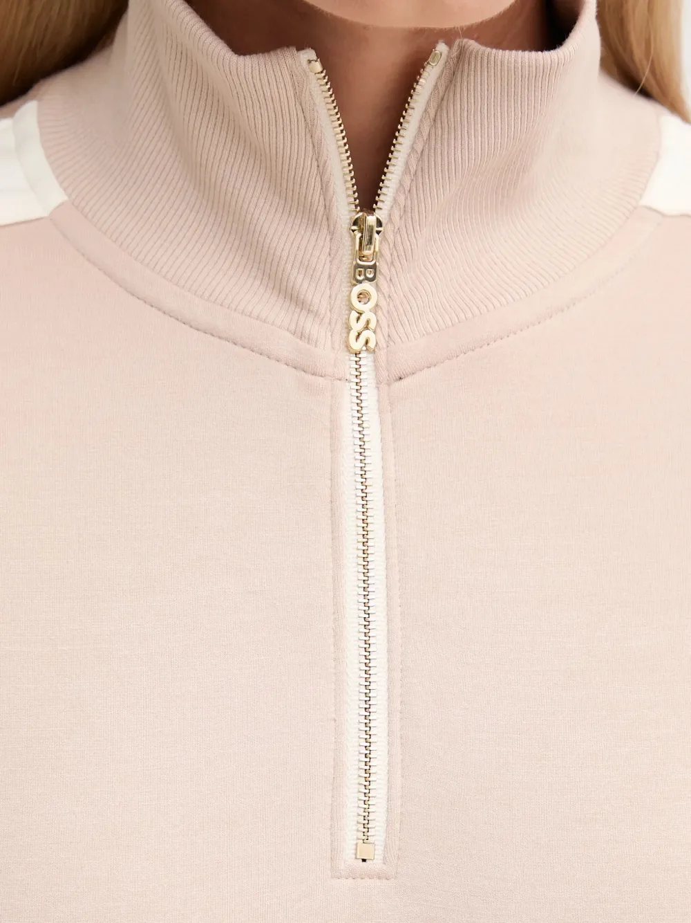 BOSS Trui met rits Beige