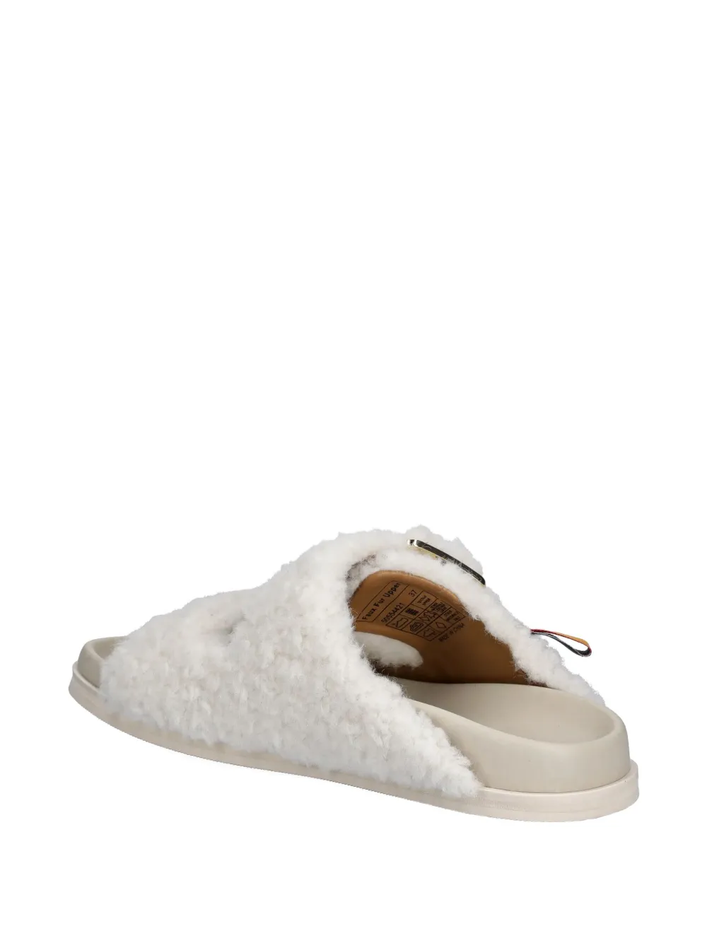 Hugo Boss Buckle Fur-trimmed Sandals In White