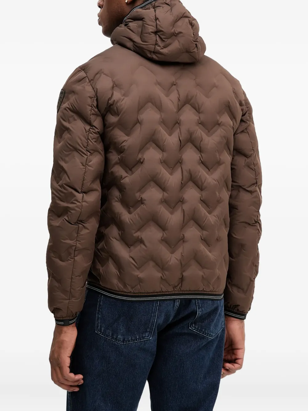 Blauer Gewatteerd jack met capuchon Bruin