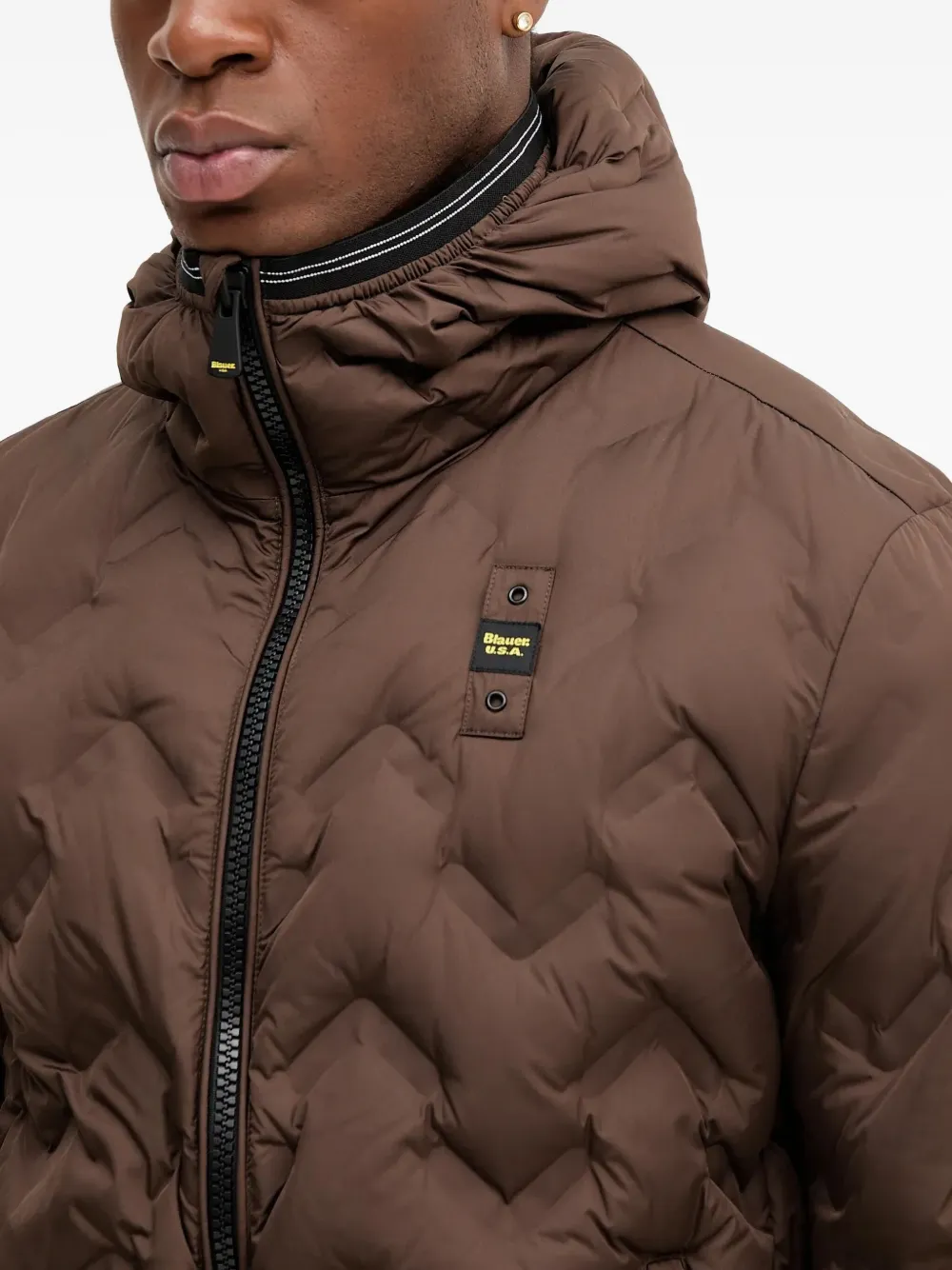 Blauer Gewatteerd jack met capuchon Bruin