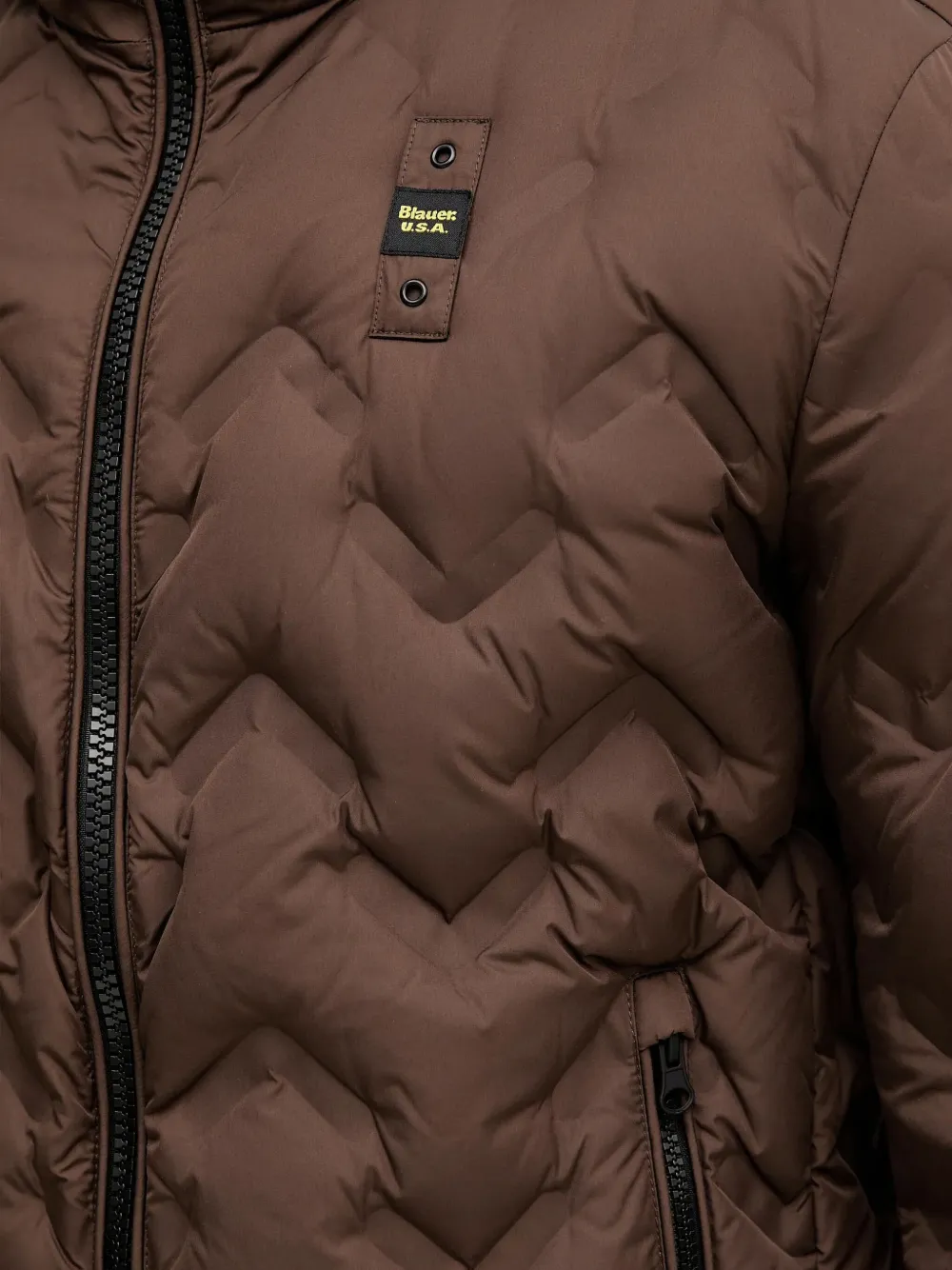 Blauer Gewatteerd jack met capuchon Bruin