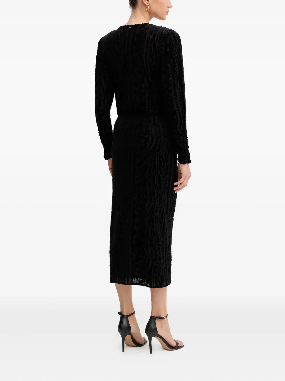 Hugo Boss Boss Orange Efilo Long Sleeve Burnout Dress In Black