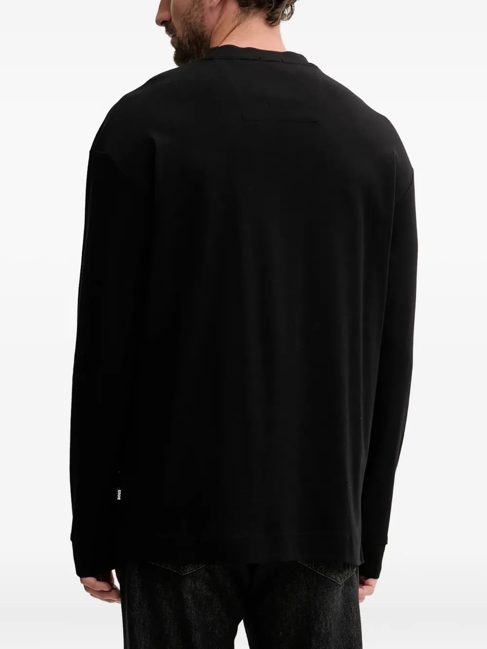 BOSS T-shirt met geborduurd logo en lange mouwen Zwart