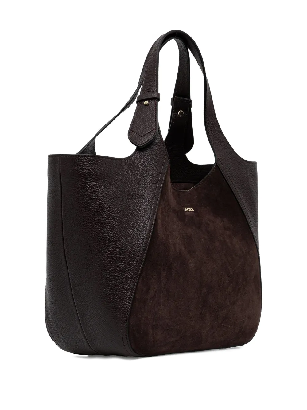 Hugo Boss Tote Bag In Suede And Leather In Brown