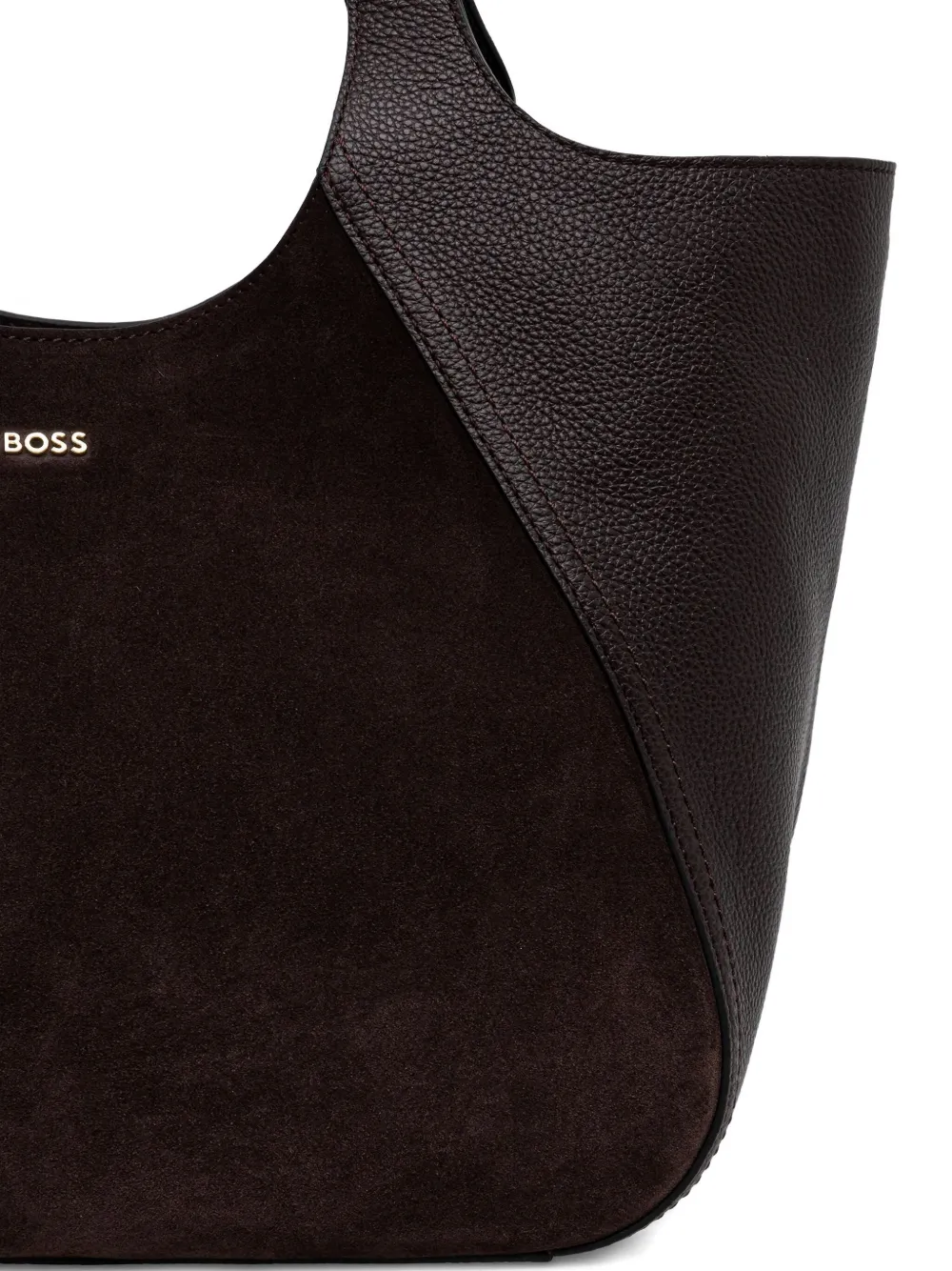 Hugo Boss Tote Bag In Suede And Leather In Brown