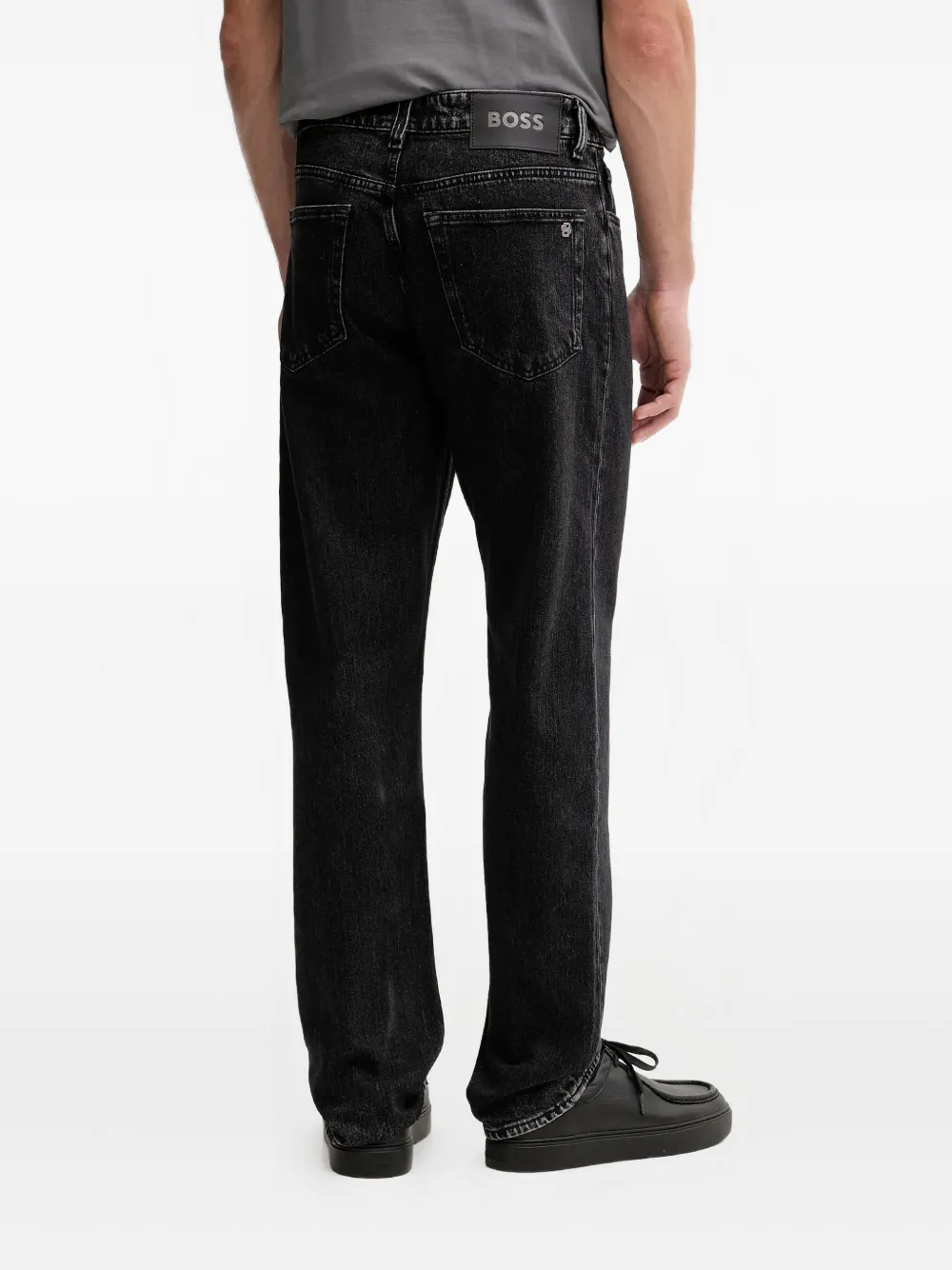 Hugo Boss Embossed-logo Jeans In Black