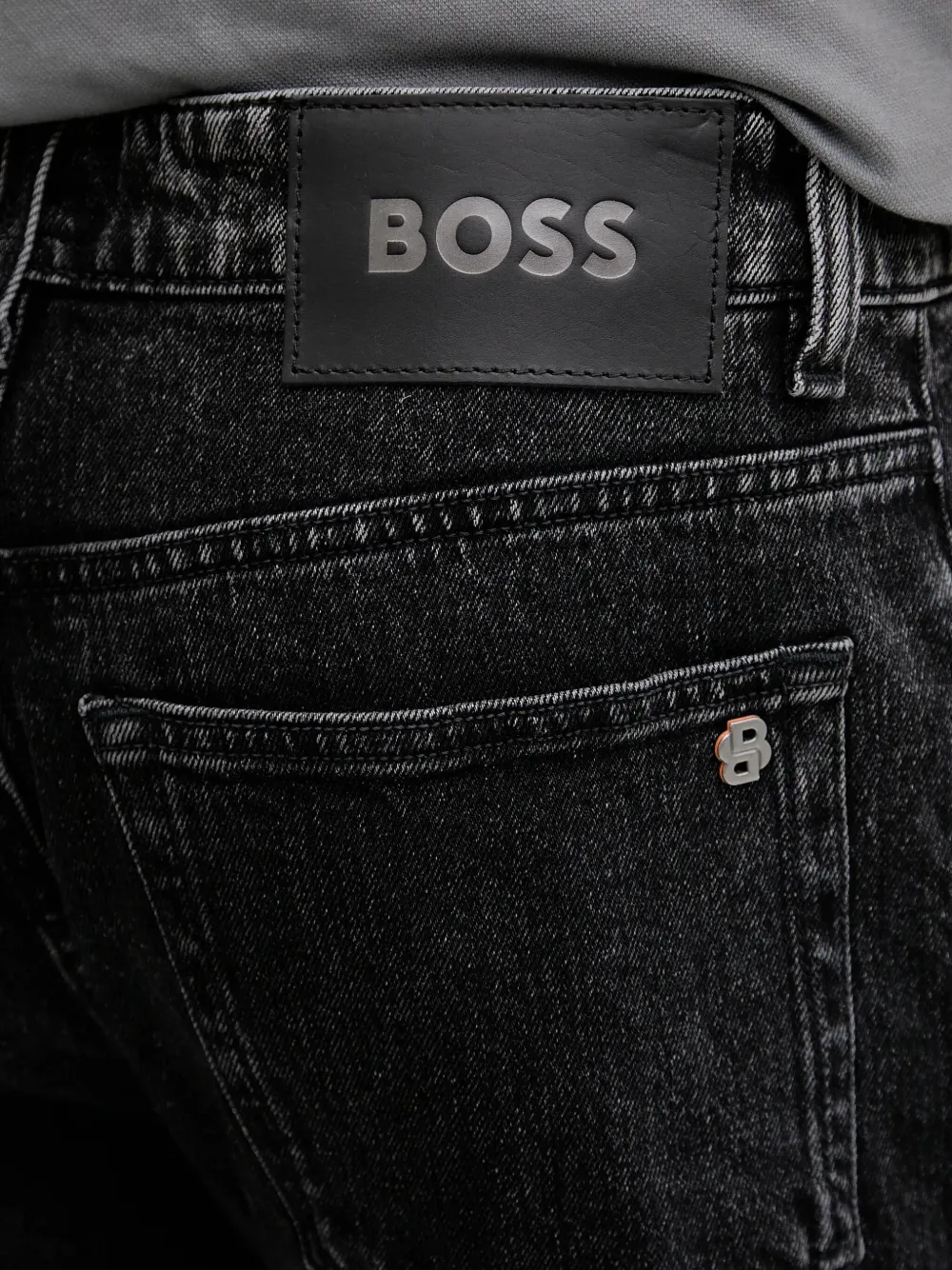 Hugo Boss Embossed-logo Jeans In Black