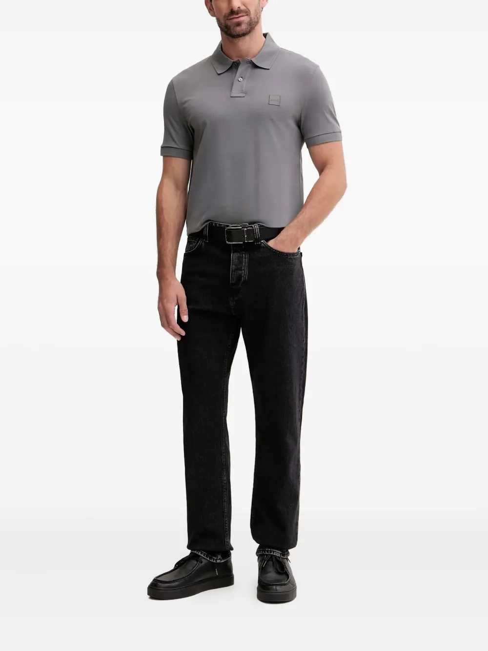 BOSS Jeans met logo-reliëf - Zwart