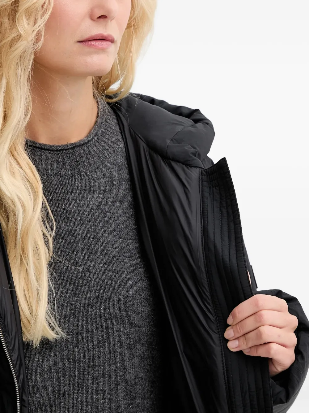 BOSS Gewatteerd jack met capuchon Zwart