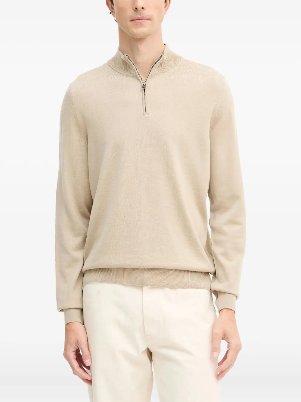 BOSS suéter tejido con cuello de tortuga y cierre | neutro | Image 1