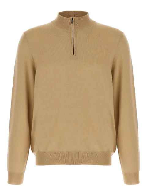 BOSS suéter tejido con cuello de tortuga y cierre