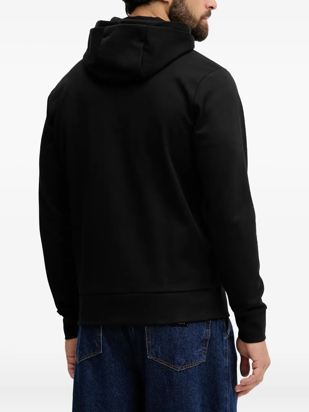BOSS Hoodie met rits en logodetail Zwart