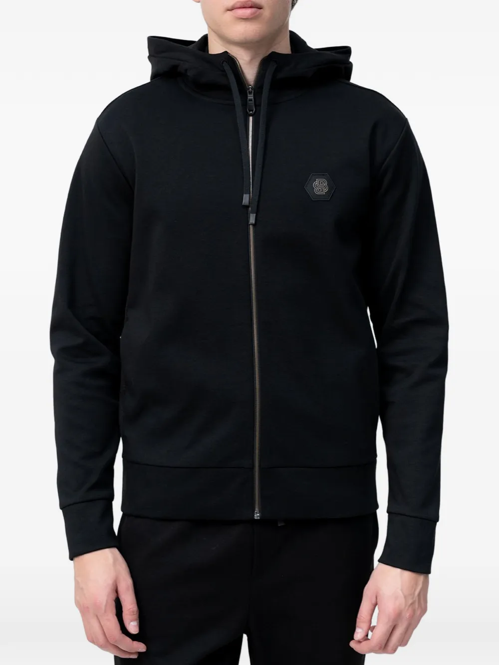 BOSS logo-detail zup-up hoodie - Schwarz