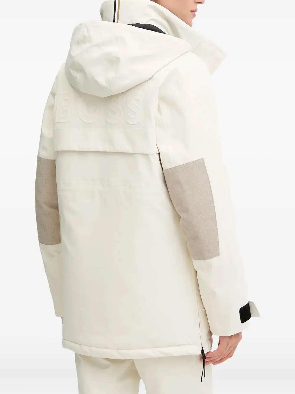 Hugo Boss Flap-pocket Hooded Ski Jacket In Neutral