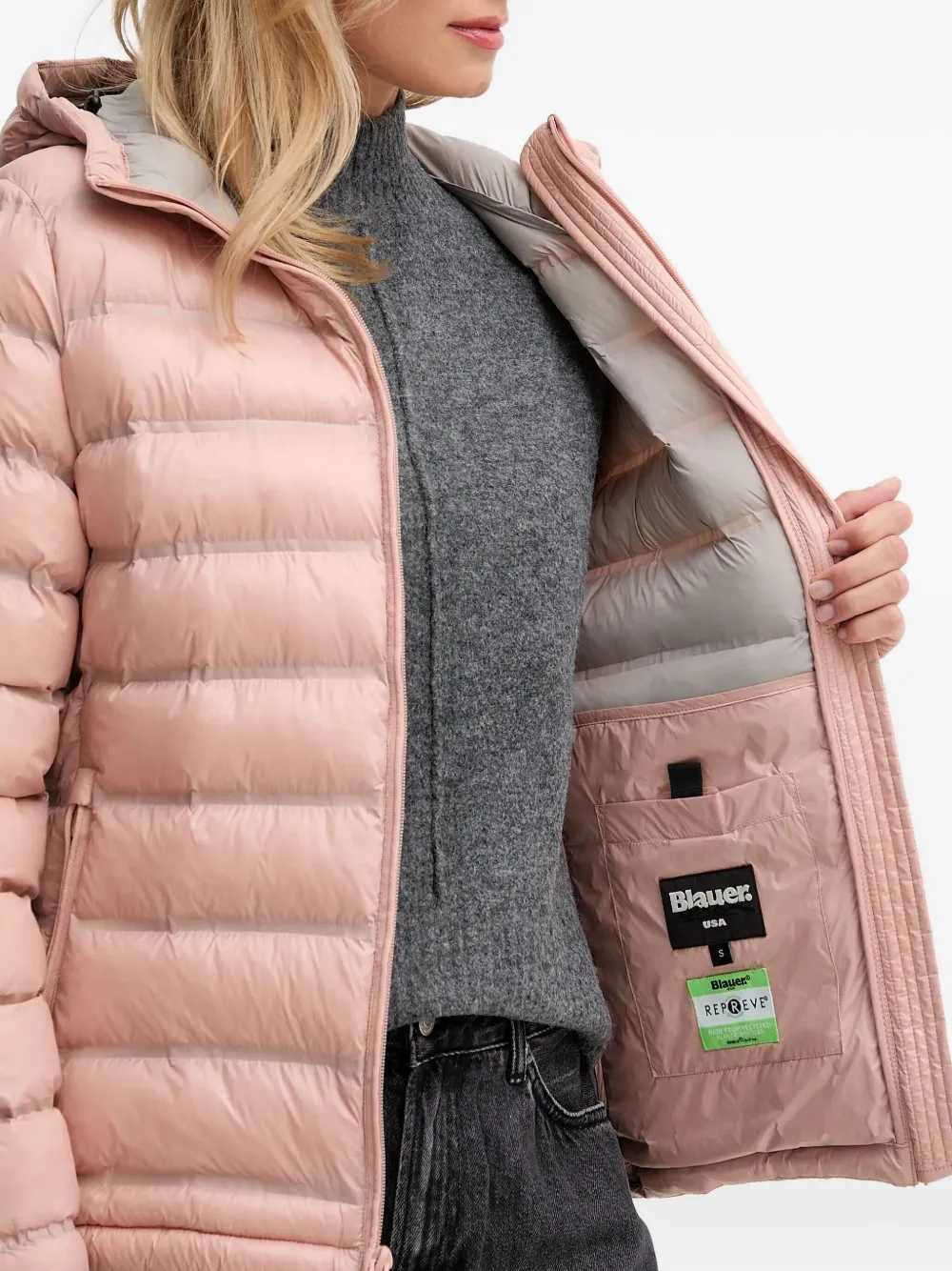 Blauer Hooded-neckline Padded Jacket In Pink